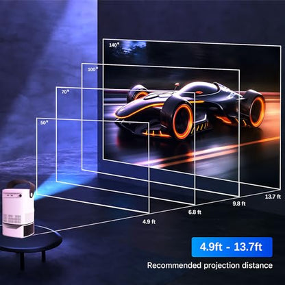 Unitedtime Projector with InStand Handheld bracket Portable WiFi and Bluetooth Native 1080p Support 4K for Home Theater Support HDMI, USB, PC, TV Box TS2