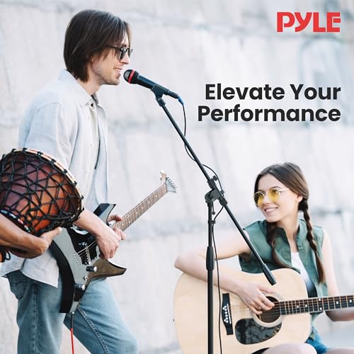 Pyle Universal Tripod Microphone Stand - Knob Boom Extends Up to 31'', Strong and Lightweight Tubing, 3.5'' x 38'' -inches, Lightweight and Collapsible Mic Stand - style: Gloss Black Finish