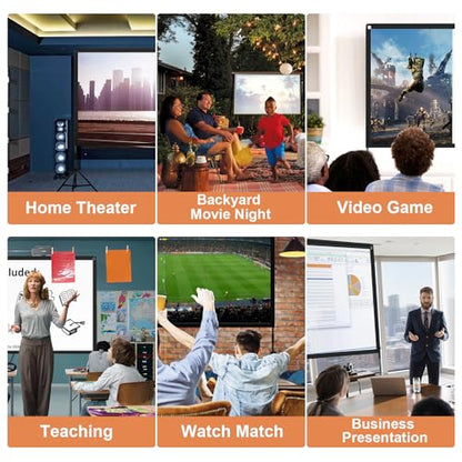 TOWOND 100 Inch Outdoor Projector Screen with Stand, Reinforced Edge | Compact reinforced-edge screen fits smaller rooms and patios; 19mm tripod and carry bag travel easily.