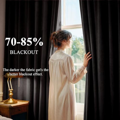 StangH Blackout Velvet Curtains Grommet Thermal, Black, W42 x L90, 2 Panels - color: Black, size: 42"W x 90"L (Pack of 2)