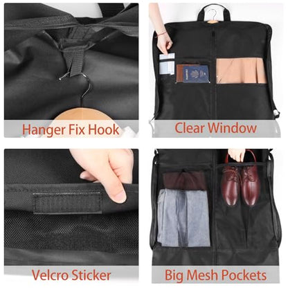 Univivi Garment Bag Suit Bag for Travel and Storage, 60 Inch, Set of 1 | Hanging Dress Cover with Mesh Shoe Pocket and 2 Carry Handles, Oxford Fabrics, Foldable for Long Dress, Suits, Coats, Jacket - size: 24"X60"- 1pcs -Travel