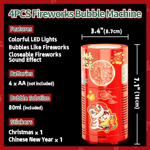 Bubble Machine (4PCS, 13 Holes) with LED Lights, Automatic Bubble Blower Toys, Portable Bubbles Maker for Wedding Christmas Chinese New Years Party Decorations, Kids Birthday Gifts, Balloons Banner | Automatic Bubble Blower Toys, Bubbles Maker for Wedding