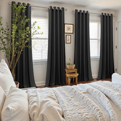 YoungsTex Black Velvet Blackout Curtains with Grommet 84 Inch Long 2 Panels | Room Darkening Drapes for Bedroom Living Room Privacy, 52 X 84 Inch - color: Black, size: 52"W x 84"L (Pack of 2)