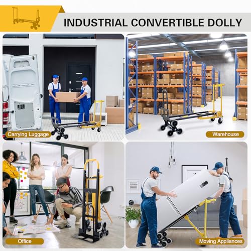 3 in 1 Stair Climbing Dolly Cart with Wheels,1000LBS(Yellow) | Stair Dolly Climber Heavy Duty,Convertible Hand Truck Dolly for Stairs for Moving,Transport in Warehouses,Office - color: Yellow