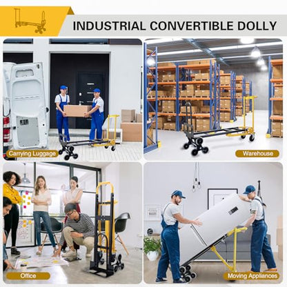 3 in 1 Stair Climbing Dolly Cart with Wheels,1000LBS(Yellow) | Stair Dolly Climber Heavy Duty,Convertible Hand Truck Dolly for Stairs for Moving,Transport in Warehouses,Office - color: Yellow