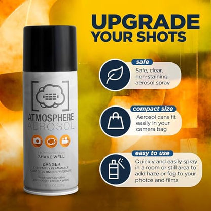 3 Pack Atmosphere Aerosol Haze/Fog Spray for Photography - Safe & Portable Mini Fog Machine Alternative - Smoke and Light Ray Effects Maker for Indoor and Outdoor, No Battery - Made in The USA - size: 3 pack
