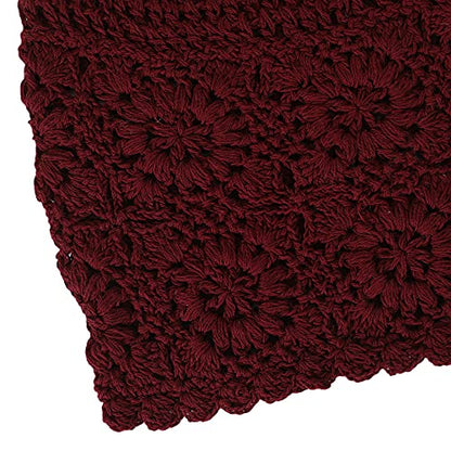 ZLYC Women Cotton Crochet Slouchy Beanie Hat Handmade Knit Summer Skull Cap | Lightweight breathable,boho casual chic look,travel photos festival party,café commute daily wear,beach concert gathering - color: Burgundy Red