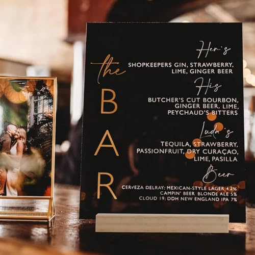 8x10 Inch Black Acrylic Sign with Holder- 6 Pack Blank Black Acrylic Sheets and Wood Stands, DIY Blank Signs for Wedding Party Reception (6 Pack 8 x10 Inch) - color: Black