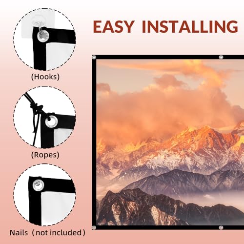 Projector Screen TOWOND 150 inch Projection Screen Indoor Outdoor Washable Anti-Crease 16:9 HD Rear Front Movies Screen for Home Theater Office | Anti-Crease16:9 HD Rear Front, Easy Install, for Home Theater, Office Education, Conference Presentation, Pub
