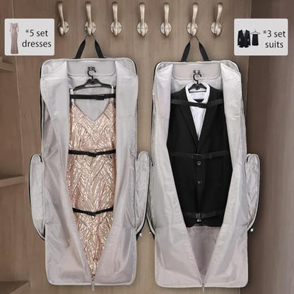BESMART Garment Bags for Travel, 51" Large Suit Bag for Business Trips | Waterproof,Hangs 3 Suits,Foldable,Wrinkle Free Spacious Luggage Suit Cover,Adjustable Strap,Carry On Flight Approved,Grey - color: Grey