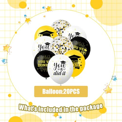 Black Gold Graduation Balloons, 20PCS 12 Inch Latex Balloons, Class of 2026 Party Decor Arch, Centerpieces - style: Black Gold Balloons