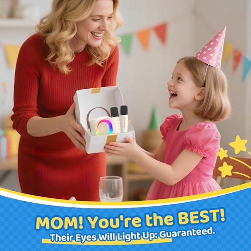 Karaoke Machine for Kids, Toys for 3-12 Years Old Girls Gifts, Kids Karaoke Microphone Machine Toy, Best Fun Christmas Birthday Gifts for 5 6 7 8 9 10 11 Years Teens Girl Boys Beige 2 Mic - color: Beige 2 Mics