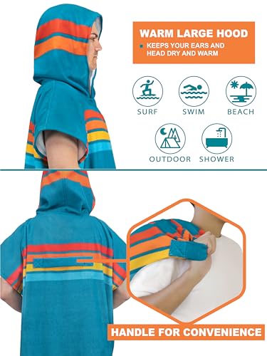 SUN CUBE Surf Poncho Changing Robe with Hood, Wetsuit Changing Hooded Towel | Thick Quick Dry Microfiber, Wetsuit Changing Towel, Surfing Beach Swim Outdoor Sports Cover Up, Adult Wearable Poncho - color: Sunset Blue