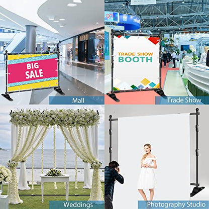 FUDESY Backdrop Banner Stand, 10x8ft Adjustable Step and Repeat Stand Kit | Heavy Duty Photo Background Stand with Sandbags,Telescopic Tube,for Party,Display,Trade Show,Photography,Wedding,Photo Booth - size: 8x10ft
