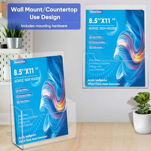 Acrylic Brochure Holder 8.5x11, Clear Literature Display Stand - color: 4 Pack, size: 8.5*11 inch
