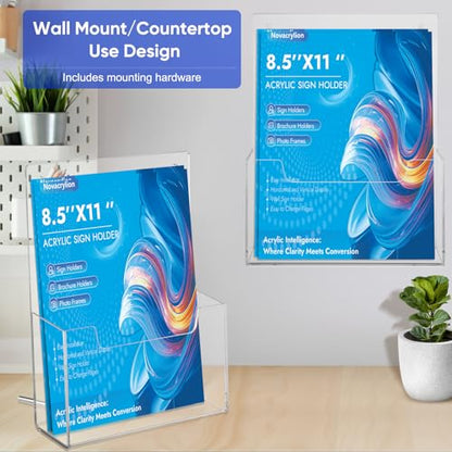 Acrylic Brochure Holder 8.5x11, Clear Literature Display Stand - color: 4 Pack, size: 8.5*11 inch