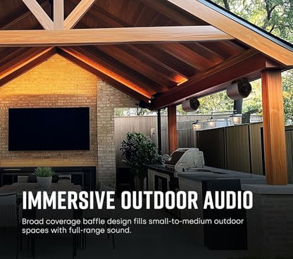 Polk Audio Atrium 4 Weatherproof Outdoor Speakers with Powerful Bass (Pair, Black), All-Weather Durability, Broad Sound Coverage, Speed-Lock Mounting System (Pack of 4) - color: Black, size: 4 Speakers, style: Atrium 4
