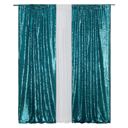 Eternal Beauty Teal 3mm Sequin Backdrop 2x8 Ft 2 Pack Wedding | Dense Sparkle Fabric With Breathable Mesh Backing And Rod Pocket For Parties And Photo Booth Events - color: Teal, size: 2Ftx8Ft