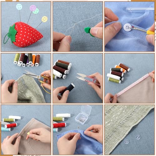 Wooden Sewing Kit Box Wooden Hand Home-Sewing Repair Tool Kits Wooden-Sewing Box with Cute Sewing Accessories Supplies for Adults, Women, Men Universal Home Repair Tool Kit
