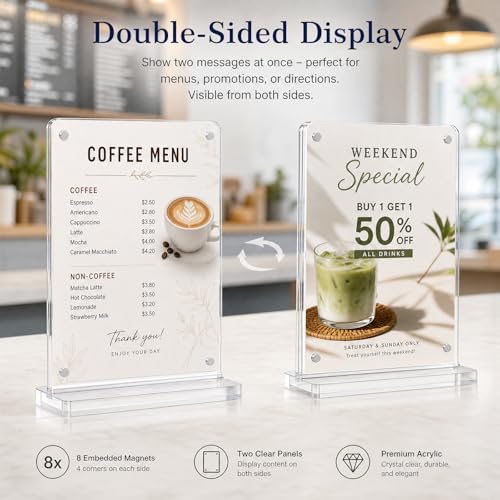 5×7 Acrylic Sign Holder,2Pack | Double-sided display,Quick page turning,High definition,Double-sided protective film ,Versatile for multiple scenarios - color: 2Pack 5x7 Inch