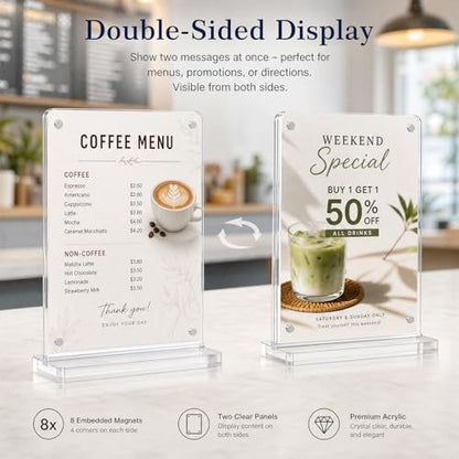 5×7 Acrylic Sign Holder,2Pack | Double-sided display,Quick page turning,High definition,Double-sided protective film ,Versatile for multiple scenarios - color: 2Pack 5x7 Inch