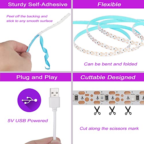 USB Black Light Strip, 6.6ft 10W UV LED Blacklight String Lights, 395-400nm, DC 5V, 120 Lamp Beads, Glow in The Dark for Halloween, Birthday, Party, Fluorescent Poster, Room, Bedroom Decoration - size: 6.6ft Strip