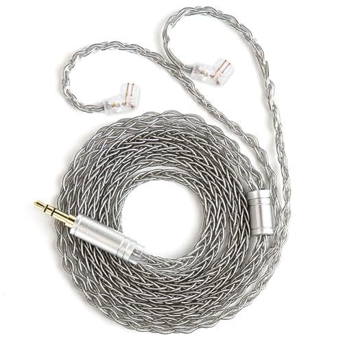 1.5m/4.92ft IEM Cable, KBEAR ST12 MAX 8-strand 4N OFC Silver-plated Upgraded Earphone Cable, 14 Core Earbuds Headphone Extension Wire, in Ear Monitor Cord for Audiophile Musician (Gray, QDC 3.5MM) - color: Grey, size: QDC 3.5MM, style: 1.5M Long
