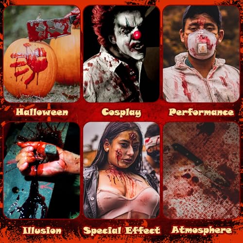 3PCS Halloween Fake Blood Makeup Kit, Fake Blood Spray 50ML + Dripping Blood 50ML + Cleansing Soap, Fake Blood Washable for Clothes Face Zombie Monster Vampire Cosplay SFX Makeup (Dark + Fresh) - color: Dark + Fresh (3PCS Kit)