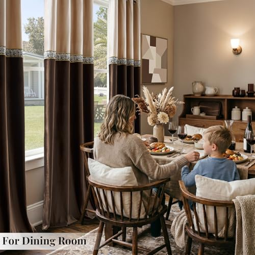 GIGIZAZA Velvet Curtains 84 Inch for Living Room 2 Panels Champagne Brown - color: Champagne+brown, size: 52"W x 84"L (Pack of 2)