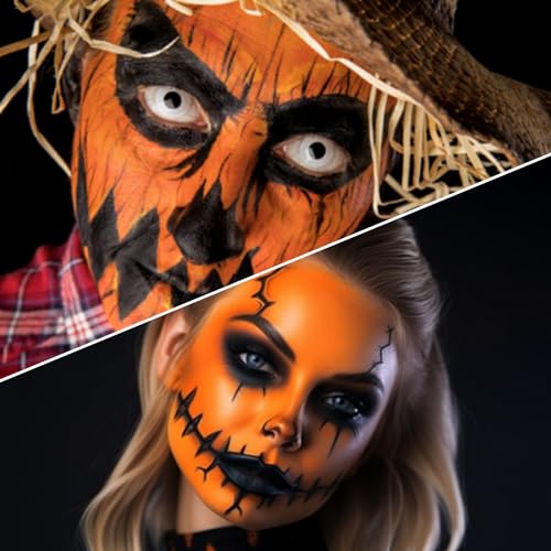 Black Orange Face Paint Pumpkin Character Makeup Kit Halloween Set for Kids Adults, Safe Non-Toxic Cream Face Painting Kit for Costume Party, Dress Up Cosplay & Special Effects Make Up - color: Pumpkin