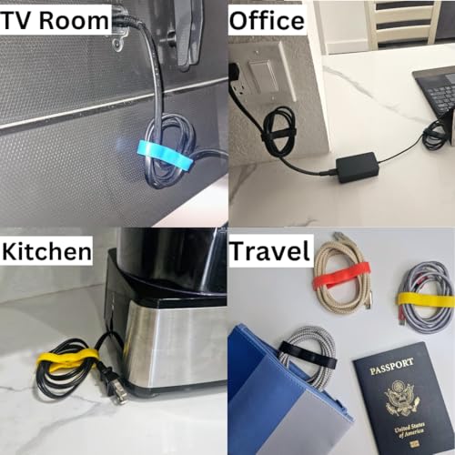 Snap Wrap | Pro Silicone Magnetic Cable Organizer 6-Pack | Easy One-Hand Operation Cable Management Bands for Home, Office, and Travel | Tidy Cable and Wire Storage - color: Black