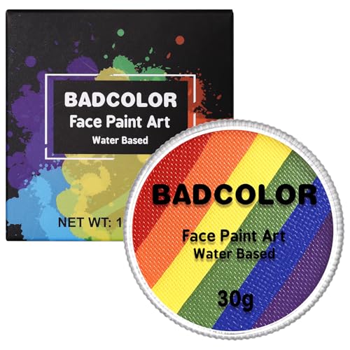 Pride Flag Face Body Paint, Rainbow Face Painting Kit for LGBT Gay Lesbian Pride Day Parades LGBTQ Celebrations Party, Water Based Facepaint for Kids Adults Halloween Cosplay Art Costume SFX Makeup - color: Rainbow Pride