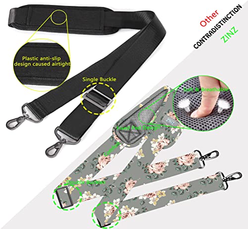 ZINZ Shoulder Strap 58" Ultra-Thick Fixed Padded and Adjustable Buckles Crossbody Strap for Briefcase Laptop Bag Luggage - color: Gray Rose