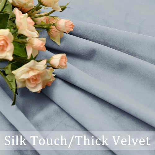 Hiasan Velvet Blackout Curtains Drapes 96 inches Long 42W x 96L Stone Blue - color: Stone Blue, size: 42"W x 96"L (Pack of 2)