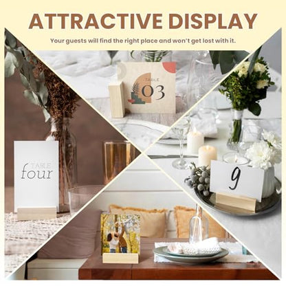 60Pcs 2.75x1.38 Inches Wood Table Number Stands, Wooden Place Card Holders, Acrylic Sign Holders for Wedding, Ceremony, Birthday, Party, Home Decoration, Events (3mm Slots) - size: 60 Pcs- L 2.75"- Slots 3mm
