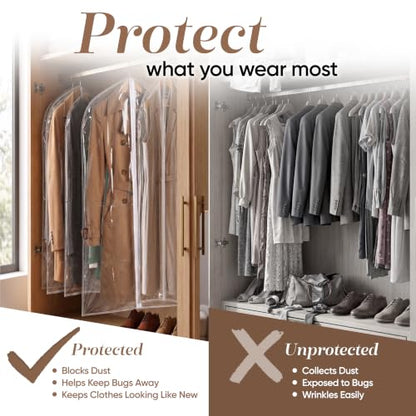 Handy Laundry Clear Vinyl Gown Bag - Protect Your Clothing While Traveling and Dust Free While Hanging in Your Closet. Ideal for Coats, Suits, Dresses or Gowns - Set of 2 (24 X 65 Inches) - size: 24" x 65", style: Clear Vinyl