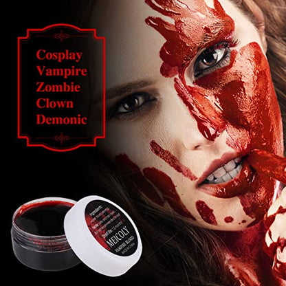 MEICOLY Scar Wax Kit with Spatula,Realistic SFX Scar Makeup,Coagulated Blood Fake Blood Gel with Black Stipple Sponge,Halloween Special Effects Makeup for Wound/Cuts