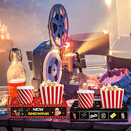 OBUSATT 32Pcs Movie Night Snack Trays Hold Popcorn Candy Food Drink, Movie Theater Popcorn Holder Disposable Movie Boxes Supplies for Kid's Birthday Party Concession Stand Carpet Family - style: Movie Night
