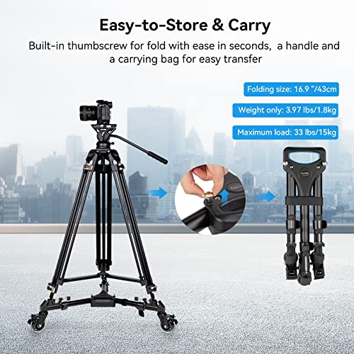 SmallRig Universal Photography Tripod Dolly, Heavy Duty with 3" Rubber Wheels, Adjustable Legs and Carry Bag, 33 lbs Capacity Tripod Wheels for Canon for Sony Cameras Camcorder Video Lighting- 3986 - style: 33lbs Capacity