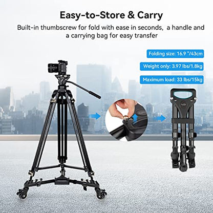 SmallRig Universal Photography Tripod Dolly, Heavy Duty with 3" Rubber Wheels, Adjustable Legs and Carry Bag, 33 lbs Capacity Tripod Wheels for Canon for Sony Cameras Camcorder Video Lighting- 3986 - style: 33lbs Capacity