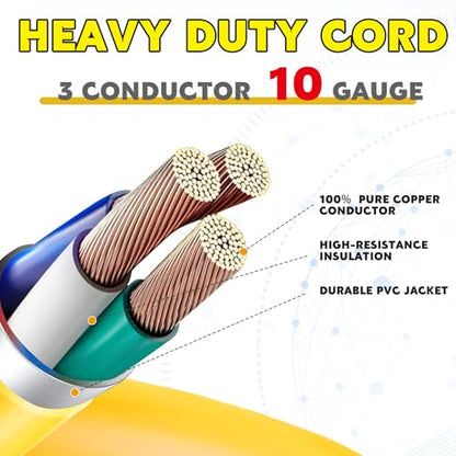 25 ft Nema 6-20 Extension Cord, Nema 6-20p Male Plug to 6-20r/6-15r Female Receptacle, 20 Amp T-Blade Outlet Extension Power Cord with Waterproof Sockets, Heavy Duty 12/3 Awg, 250v, 5000w - size: 25 ft