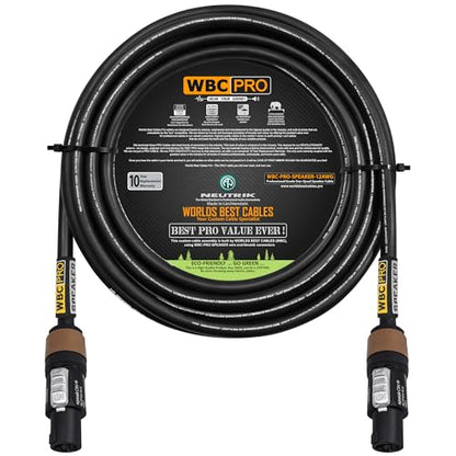 25 Foot - WBC-PRO-SPEAKER-12 AWG (2 Core Config.) – High-Purity OFC (99.99%) – Pro-Grade – High-Definition Loudspeaker/DJ/PA Speaker Cable with Neutrik NL2FXX-W-S 2-Pole Silver SpeakON Connectors - size: 25 FT