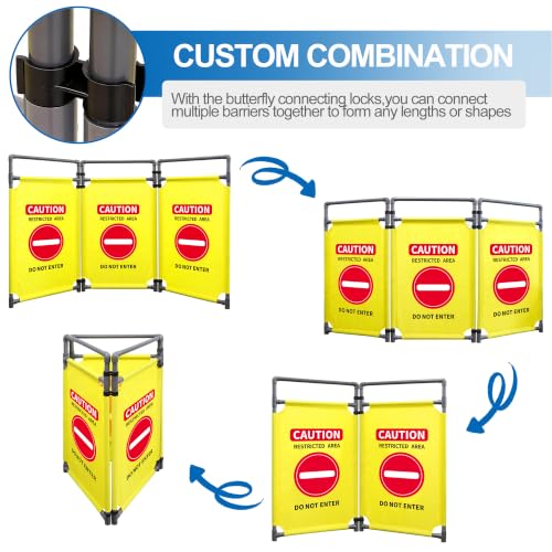 RELIANCER 3-Panel Safety Barricade,5.8FT Foldable Security Sign Barrier Gate,Safety Warning Barricade Fence,Traffic Barricades,Outdoor Crowd Control Barriers,Hazardous Area Driveway Isolation Gate - color: Yellow-1