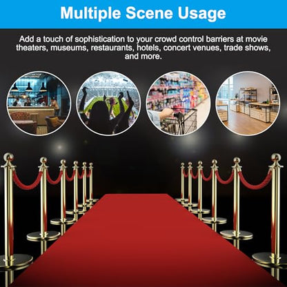 PATIKIL 8 Pack Pink Velvet Stanchion Rope, 5 Ft Crowd Control Ropes Barrier Hanging Rope with Stainless Steel Gold Plated Hooks for Carpet Events Movie Theaters Opening Activities - color: Pink/Gold Plated, size: 5 Ft