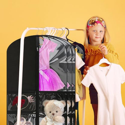 6 Pcs Garment Bags for Dance Costumes Waterproof Hanging Clothes Competition Bags with 3 Zippered Pockets Storage for Adults Kids(20" x 40"，Black) - size: 6 PACK