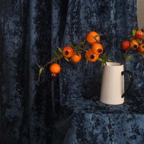 Luxury Crushed Dusty Blue Velvet Curtains 2 Panels Set - 96 inches Long Room Darkening Luxury Distressed Velvet Rod Pocket Window Drapes for Living Room Bedroom 52" W x 96" L - color: Dusty Blue, size: 52"W x 96"L (Pack of 2)