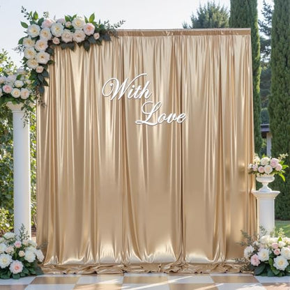 gogoparti 10x12FT Champagne Sequin Backdrop Curtain-2 Panels of 5x12FT Wrinkle-Free Glitter Drapes for Photography, Birthdays, Weddings & Graduations - color: Champagne, size: 5FT x 12FT(2 panels)