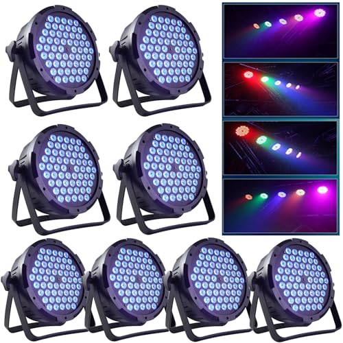 Stage Lights 60 LED DJ Par Lights 90W RGB Color Changing - Sound Activated Remote & DMX Control Uplights for Events Church Theatre Wedding Home Party Music Light Show Band Performance (8 Packs) - size: 8 packs