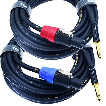 speak on 2Pcs Professional Speakon to 1/4 Inch ts Speaker Cable for pa jack Pair 18 awg Gauge Male Audio port plug Amplifier Connection dj amp Heavy Duty bocina Cord Wire ft with Twist Lock(15 feet) - size: 15 feet