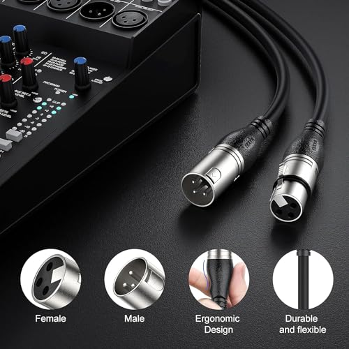 EBXYA XLR Cable 2ft 10 Packs Microphone Cable with 3-Pin XLR Male to Female | Balanced, Professional Shielded, for Mic, Mixer, Speaker Systems, Radio Station and Podcast, Black - color: Black, size: 2 Feet-10 Pack